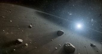 Artist's impression of the asteroid belt around Vega