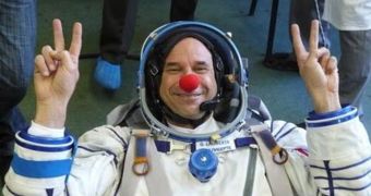 Guy Laliberte during astronaut training, before departing for the ISS