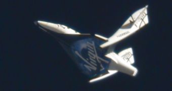 This is what the SpaceShipTwo looks like in its feathered configuration