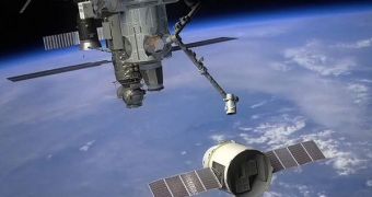 Artist's rendition of the SpaceX's Dragon capsule on final approach to the ISS