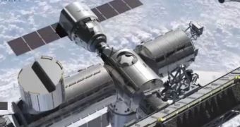 Artist's concept of Dragon docking to the ISS