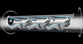 Rendering of passengers inside the Hyperloop