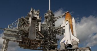 February 6, 2010 image of shuttle Endeavour at KSC's Launch Complex 39A