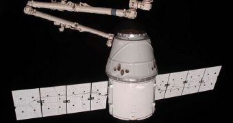 The SpaceX Dragon capsule docked to the ISS for the first time earlier this year