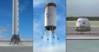 These snapshots are collected from a video depicting the new reusable rocket design proposed by SpaceX