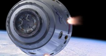 This is a rendition of the SpaceX Dragon unmanned capsule in low-Earth orbit (LEO)