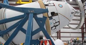 This is the Dragon space capsule, in storage at SpaceX's CCAFS hangar