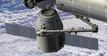 Rendering of a Dragon capsule attached to the ISS