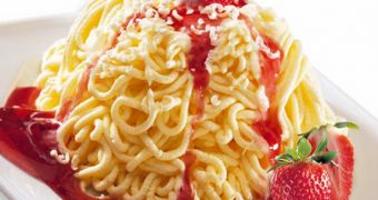 The “Spaghetti-Eis” has been developed in Germany