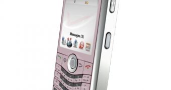 A pink BlackBerry Pearl 8120
