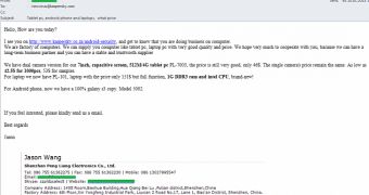 Spam email identified by Kaspersky