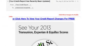Fake credit report emails (click to see full)