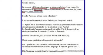 Symbols used to replace Latin characters in PayPal phishing email
