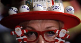 A lottery ticket holder dresses up for the El Nino reveal