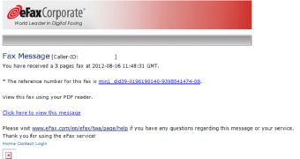 Fake eFax email
