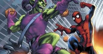 Spiderman and the Green Goblin are enemies in this stop motion clip