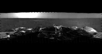 Spirit panoramic image taken on January 4, 2004, shortly after the rover landed on Mars