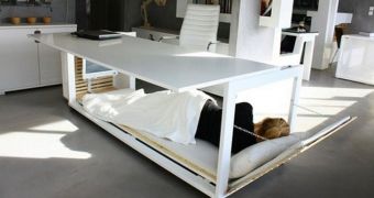 Innovative desk doubles as a bedroom