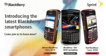 BlackBerry Tour, Curve 8330 and Curve 8350i heading for Sprint in new flavors