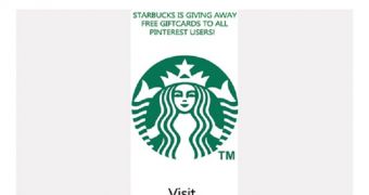 Starbucks giveaway scam on Pinterest