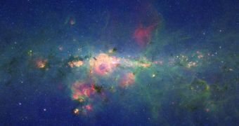 This new, enhanced-contrast view of the center of the Milky Way reveals the large number of stars located there