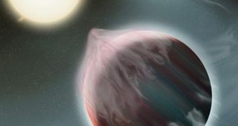 Rendition showing a hot Jupiter being devoured by its parent star