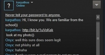 Bait for Steam user to click on malicious link