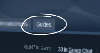 The new Game Guides option in the Steam Community