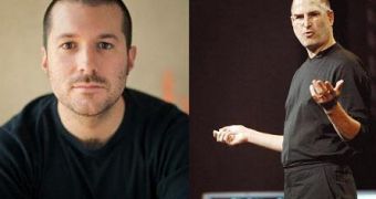 Jony Ive, Apple's SVP of Industrial Design, and Steve Jobs, the late co-founder and CEO of Apple (collage)