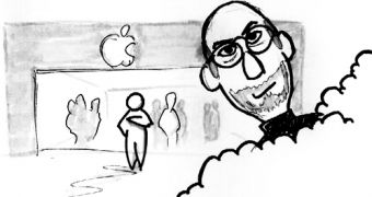Steve Jobs in the bushes - an artist's impression