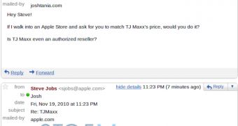 Alleged email conversation with Apple CEO, Steve Jobs
