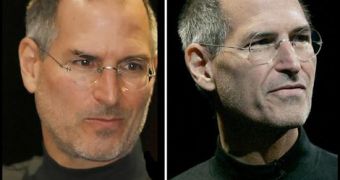 Apple CEO Steve Jobs pictured in January 2007 (left) and in January 2008 (right)