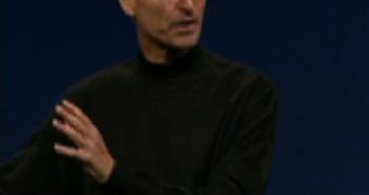 A close-up of Steve Jobs during his WWDC '08 keynote address