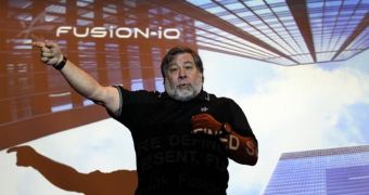 Woz speaking at a company event in Australia