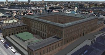 The Royal Palace in Stockholm in Google Earth