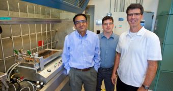 Venkat Srinivasan, Adam Weber and Vince Battaglia (from left) will develop a flow battery for the electric grid