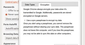 The new sync encryption feature in Google Chrome