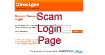 Fake Student Finance England website
