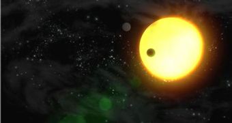 Artist's rendering of an exoplanet orbiting its parent star