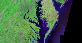 Satellite image showing Chesapeake Bay