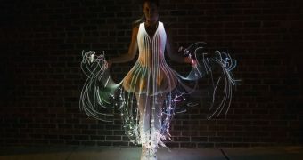 Natalie Walsh incorporated fiber optics in one of her creations