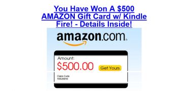 Subscription Scam: “You've Won: Amazon $500 Gift Card with Kindle Fire”