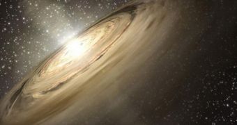 An artist's model showing a protoplanetary disk around a newly-formed star