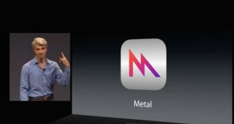 Federighi cracking another one of his jokes while talking about Apple's new Metal technology for graphics