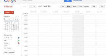 The revamped Google Calendar, with the Google+ inspired theme