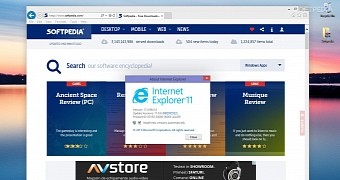 Internet Explorer 11 running on Windows 10
