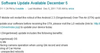 Gingerbread for T-Mobile G2x change log