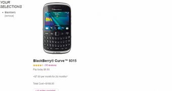 Curve 9315, the only BlackBerry handset still available online at T-Mobile