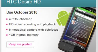 T-Mobile UK Puts Desire HD on Coming Soon Page