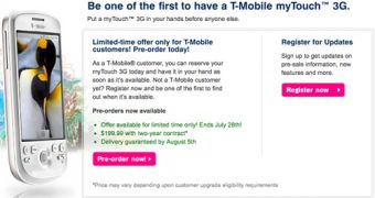T-Mobile announces pre-order availability for myTouch 3G, says it will come on August 5